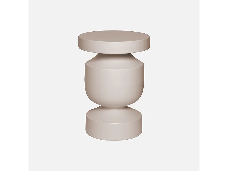 Tavolino, fine divano, comodino in metallo, crema