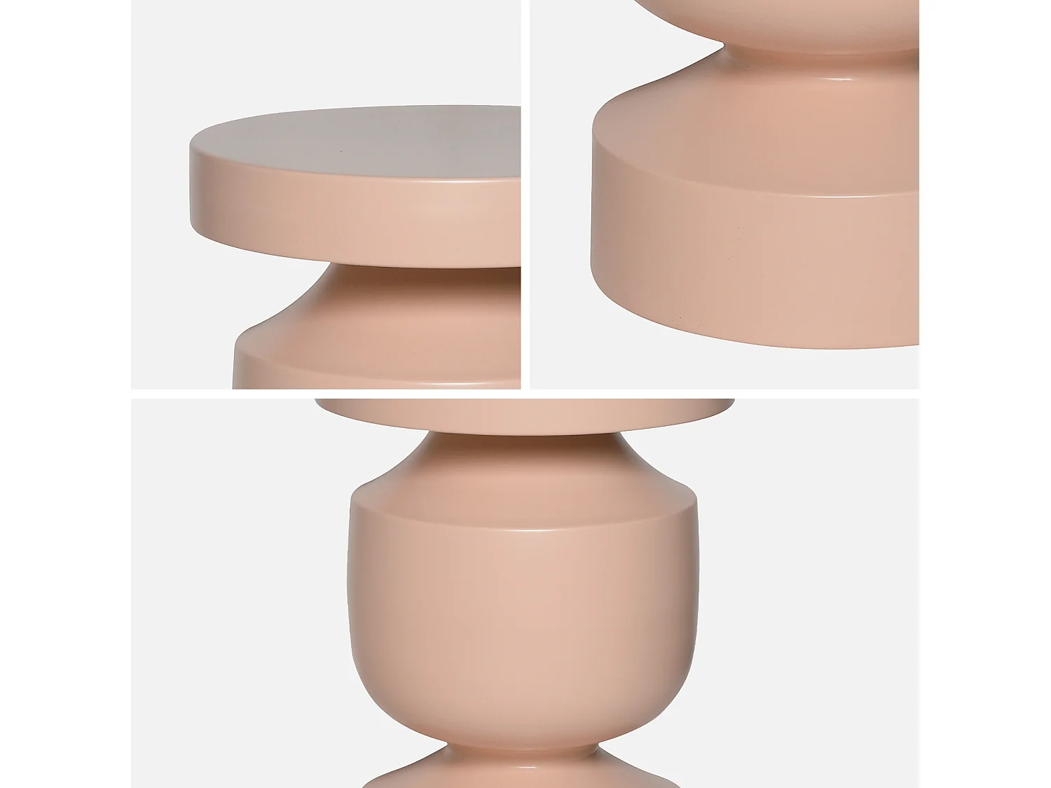 Tavolino, fine divano, comodino in metallo, rosa