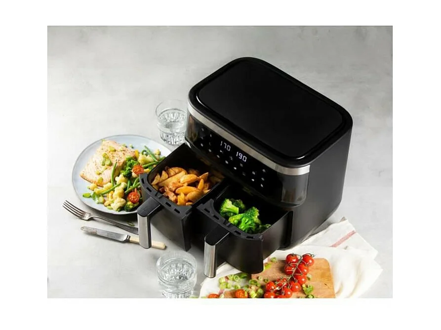 Friteuse a air chaud DOMO - DO537FR - 2 x 4 L - 85° a 200° - 8 programmes automatiques - l40 x L 40 x h 36 cm