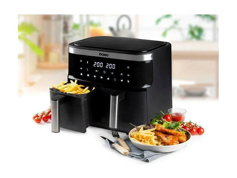 Friteuse a air chaud DOMO - DO537FR - 2 x 4 L - 85° a 200° - 8 programmes automatiques - l40 x L 40 x h 36 cm