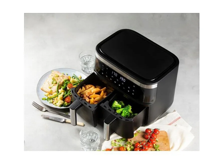 Friteuse a air chaud DOMO - DO537FR - 2 x 4 L - 85° a 200° - 8 programmes automatiques - l40 x L 40 x h 36 cm