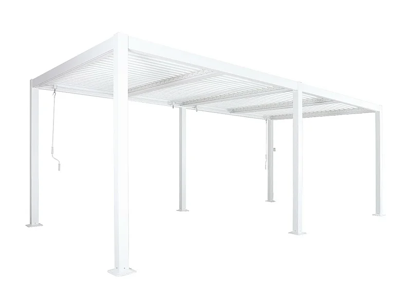 Pergola bioclimatique blanc. aluminium et acier. 3x6m. lames orientables