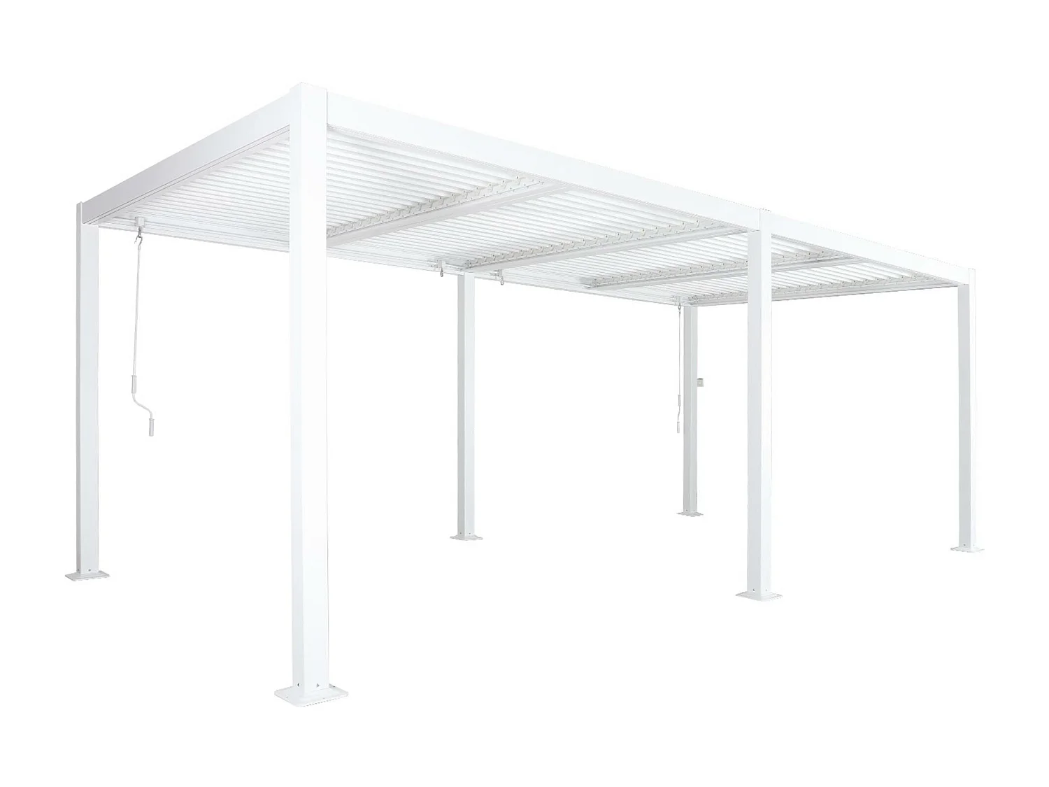 Pergola bioclimatique blanc. aluminium et acier. 3x6m. lames orientables