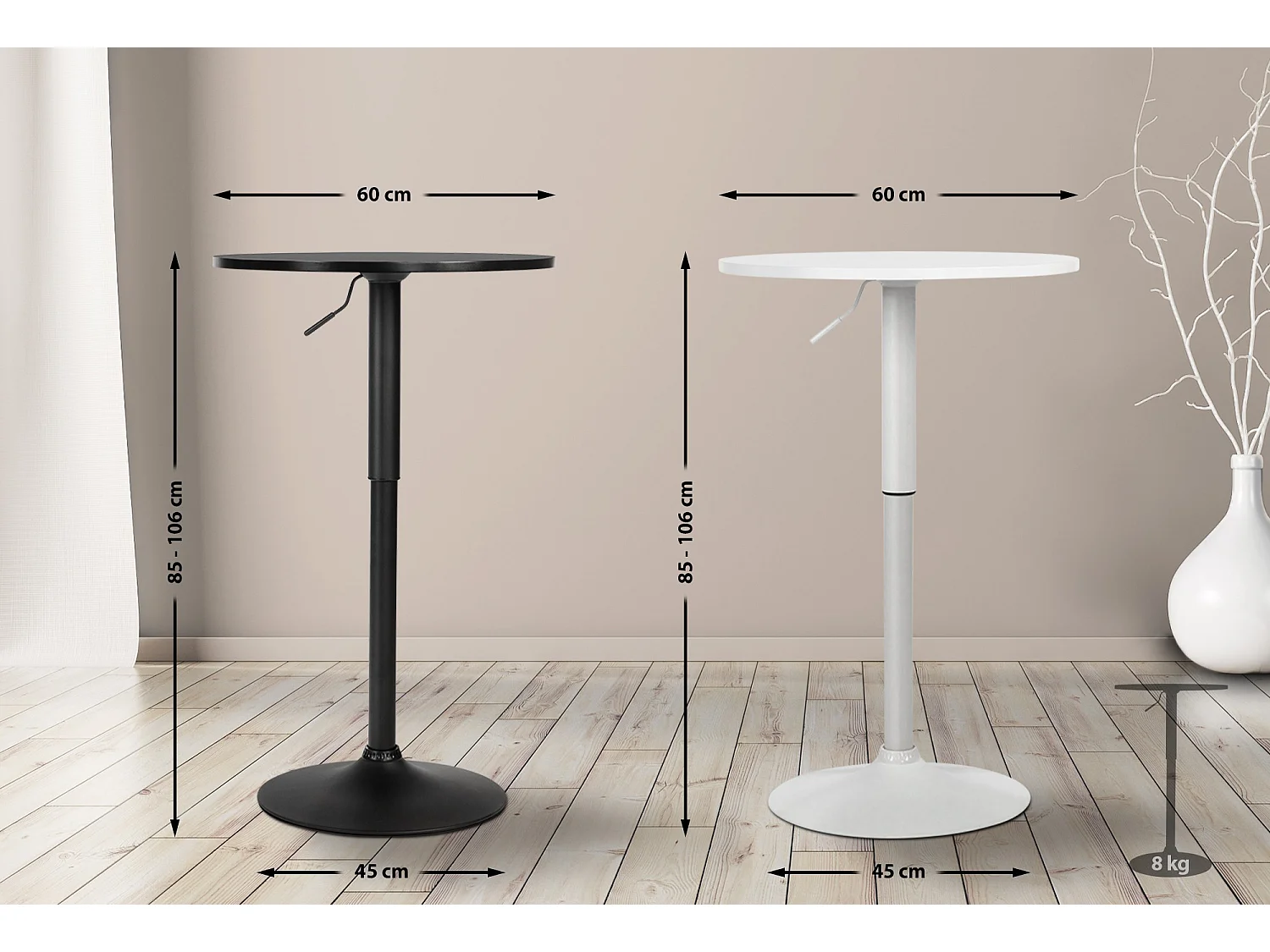 Table haute - rond Ø 60 cm - Bois - Noir / Noir - Lamoni