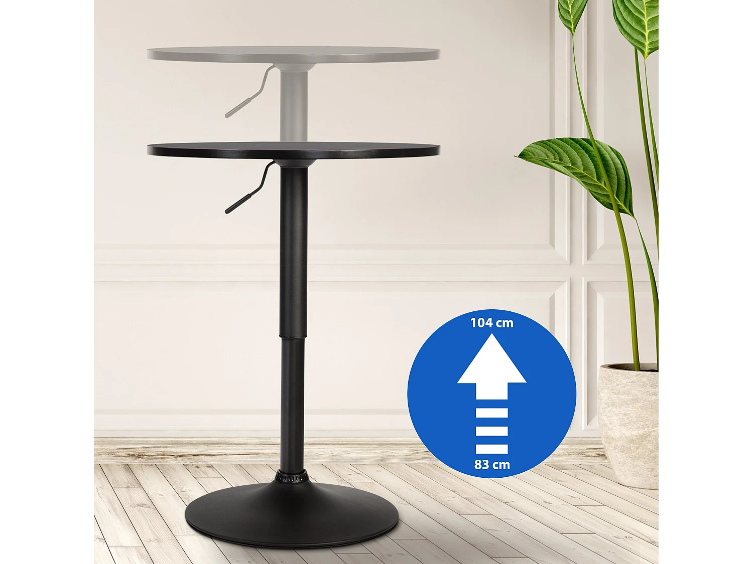 Table haute - rond Ø 60 cm - Bois - Noir / Noir - Lamoni