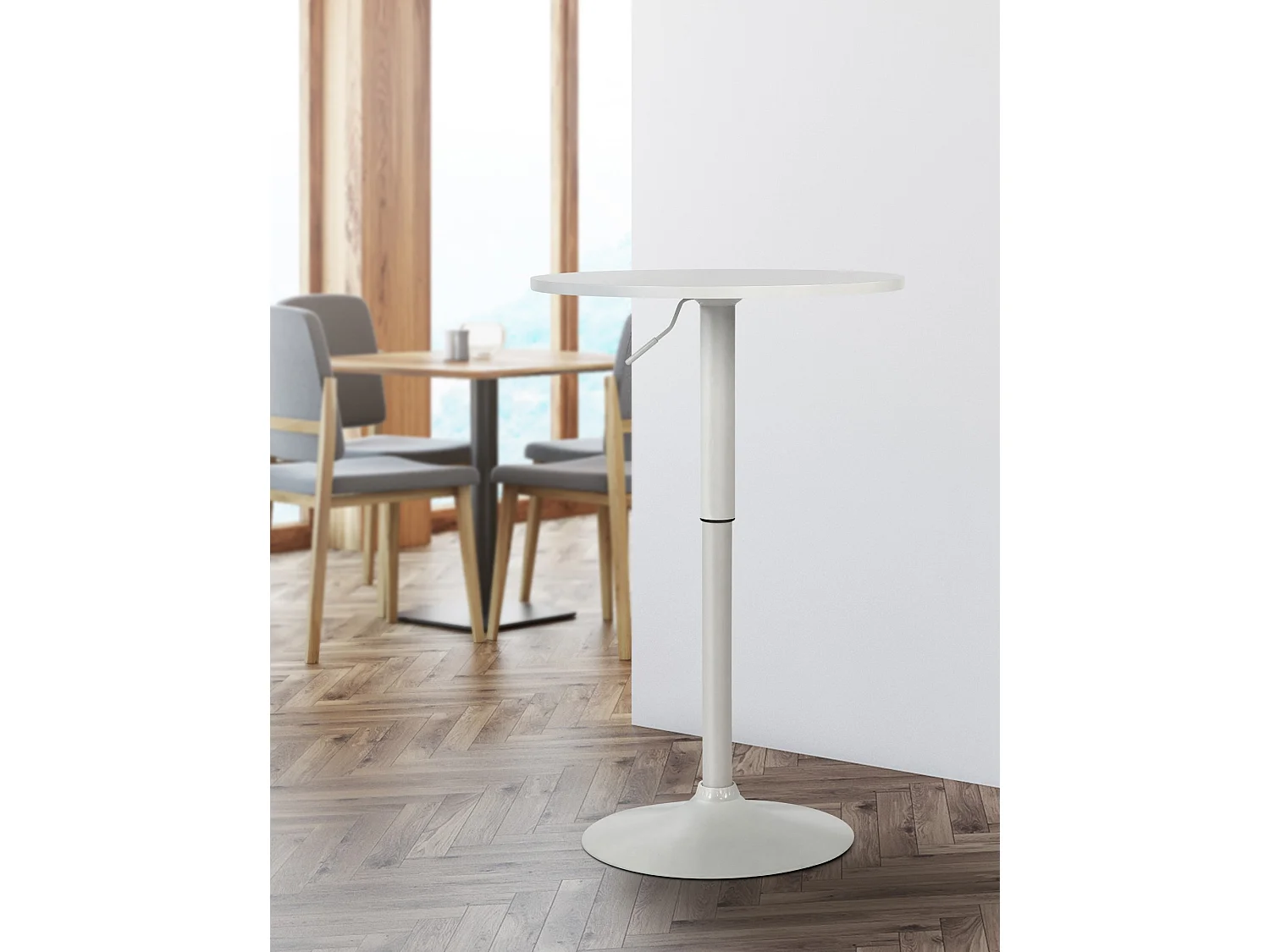 Table haute - rond Ø 60 cm - Bois - Blanc / Blanc - Lamoni
