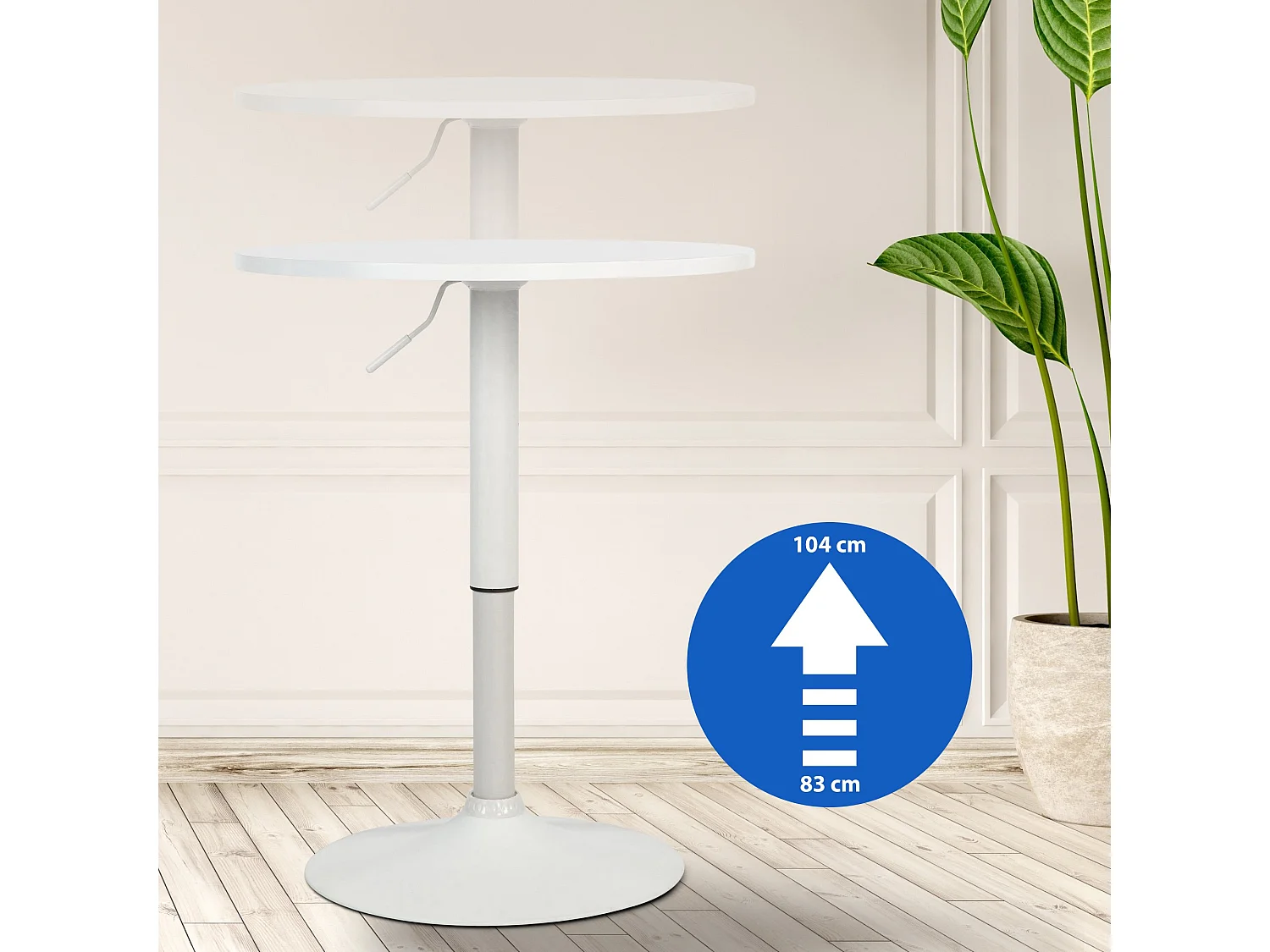 Table haute - rond Ø 60 cm - Bois - Blanc / Blanc - Lamoni