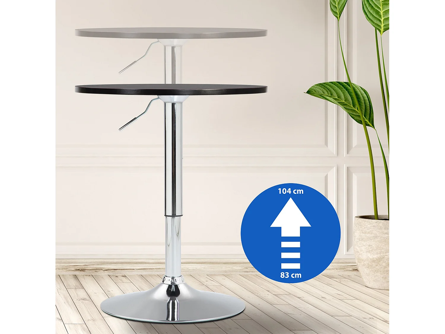 Table haute - rond Ø 60 cm - Bois - Noir - Lamoni