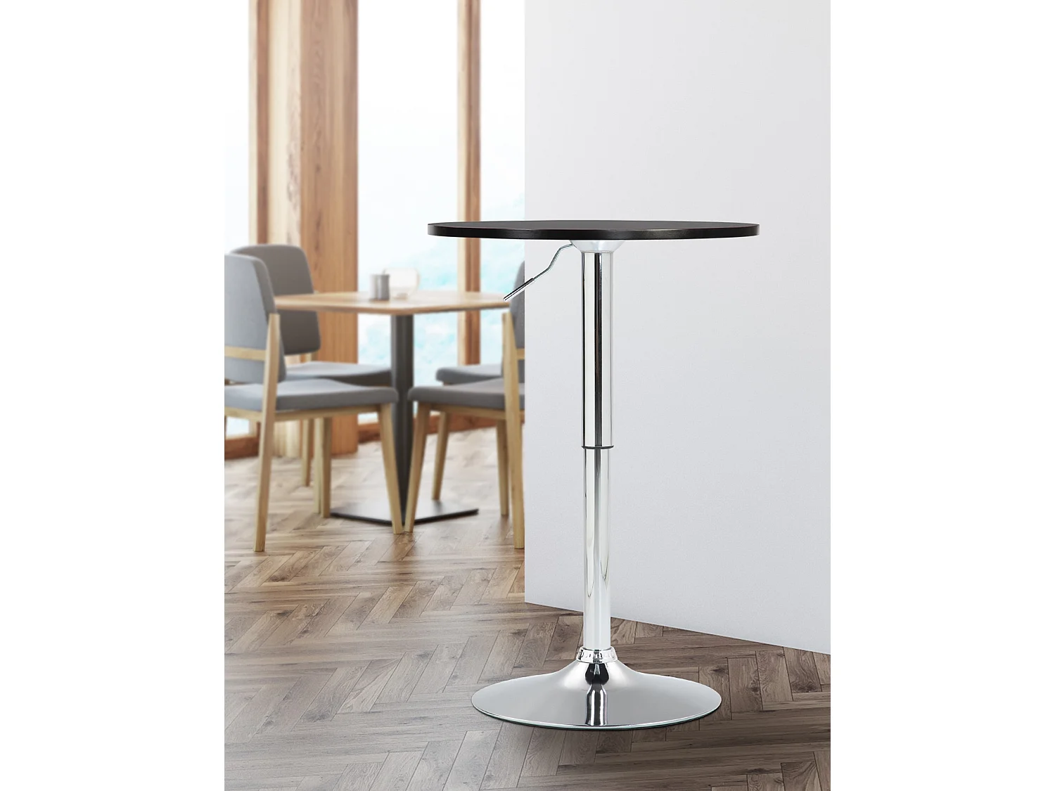 Table haute - rond Ø 60 cm - Bois - Noir - Lamoni