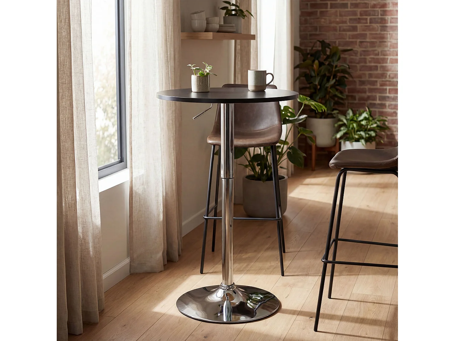 Table haute - rond Ø 60 cm - Bois - Noir - Lamoni