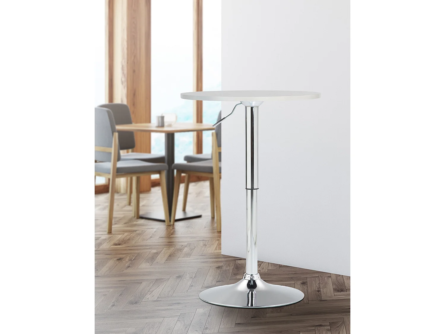 Table haute - rond Ø 60 cm - Bois - Blanc - Lamoni
