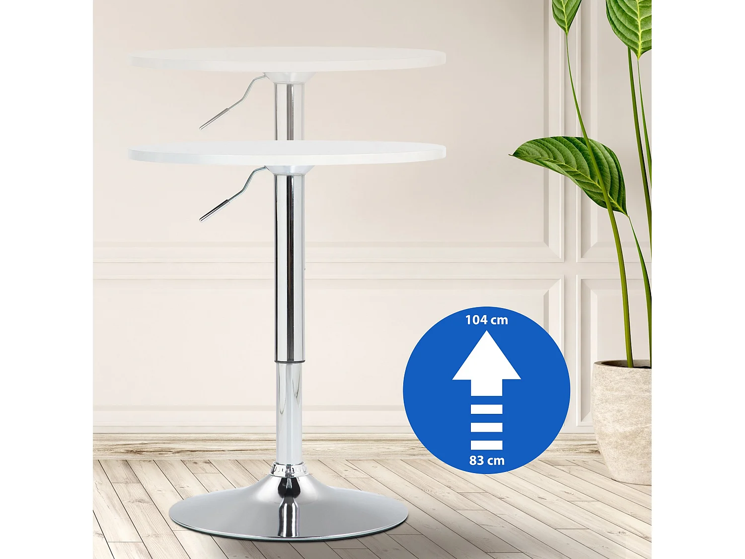 Table haute - rond Ø 60 cm - Bois - Blanc - Lamoni