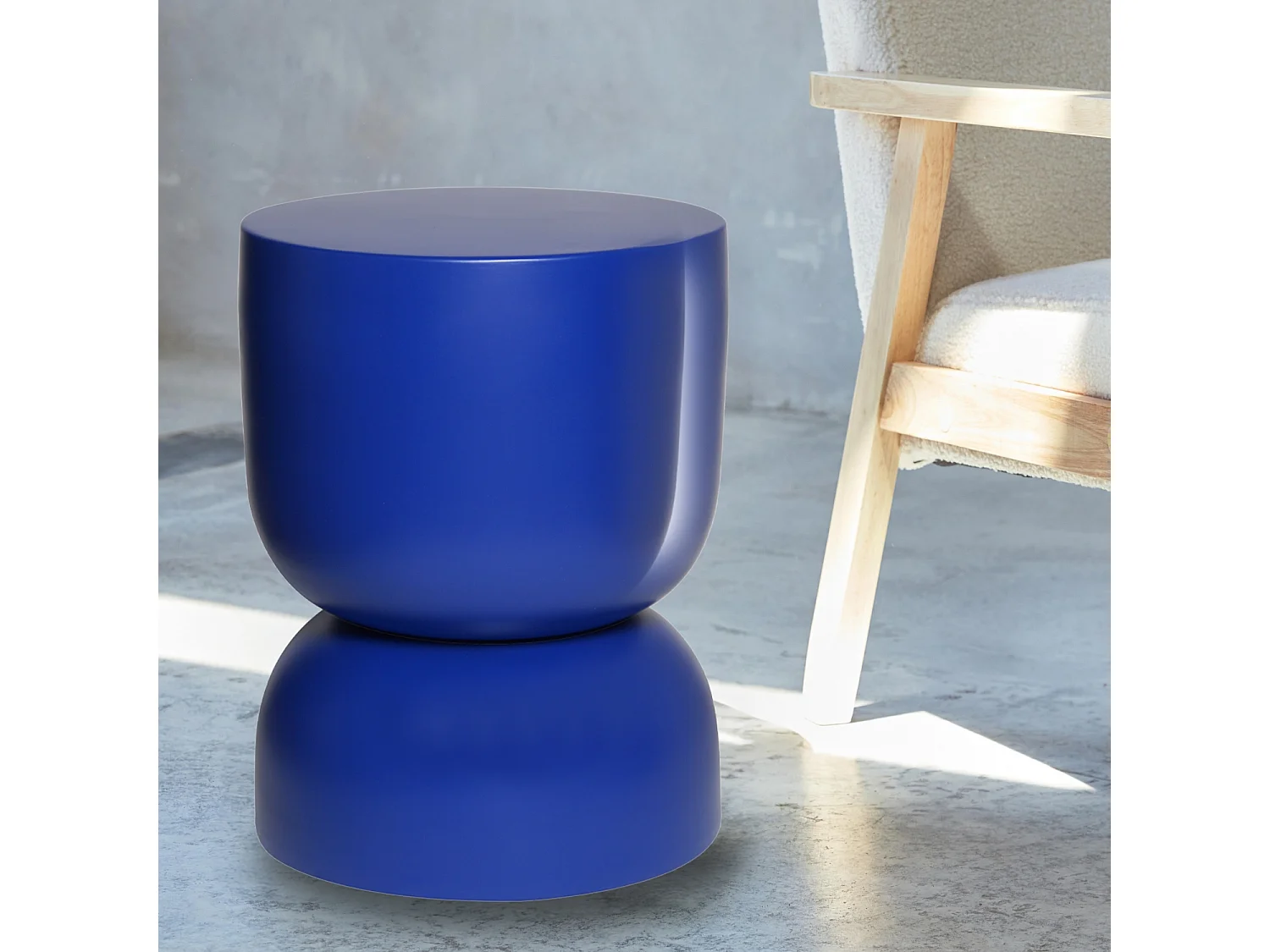 Tavolino, lato divano, comodino metallo, 42cm, blu