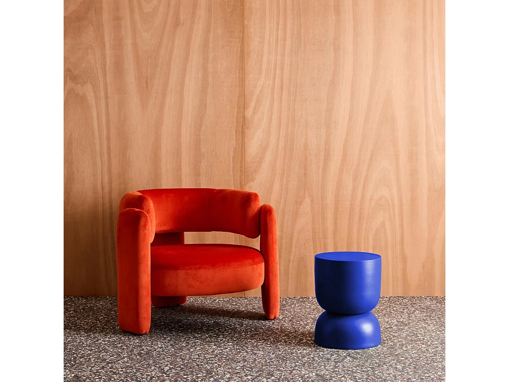 Tavolino, lato divano, comodino metallo, 42cm, blu