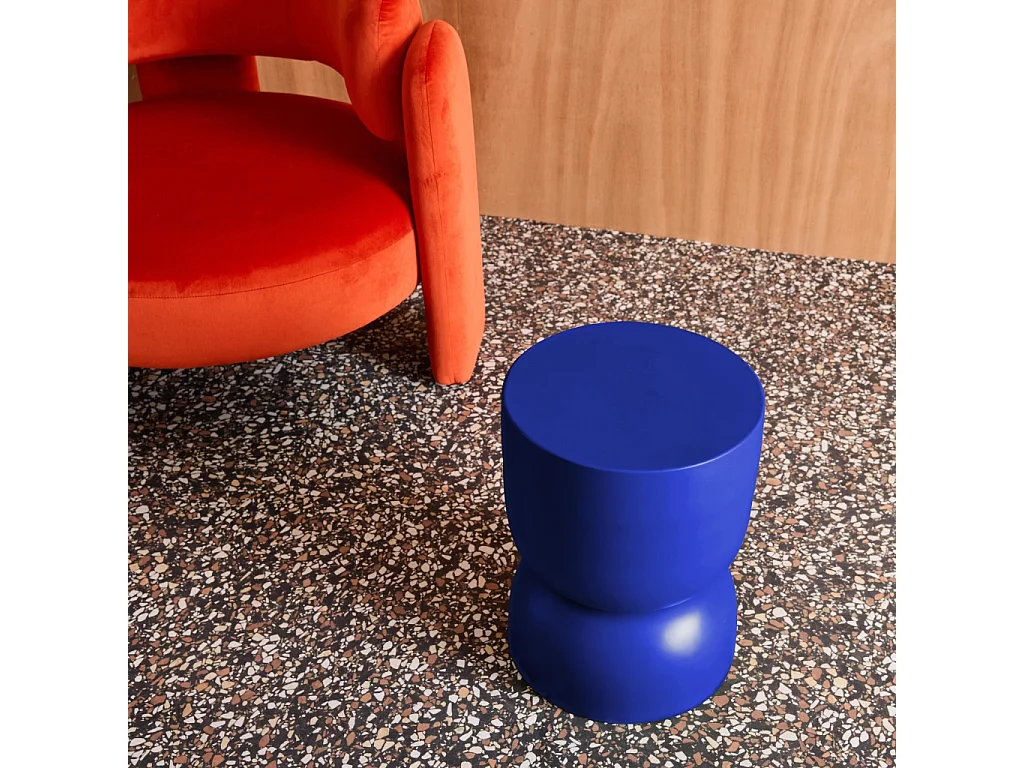 Mesa auxiliar, rincón de sofá, mesita metal ø32 x h42cm azul