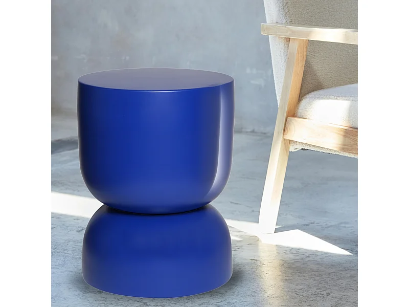 Tavolino, lato divano, comodino metallo, 42cm, blu