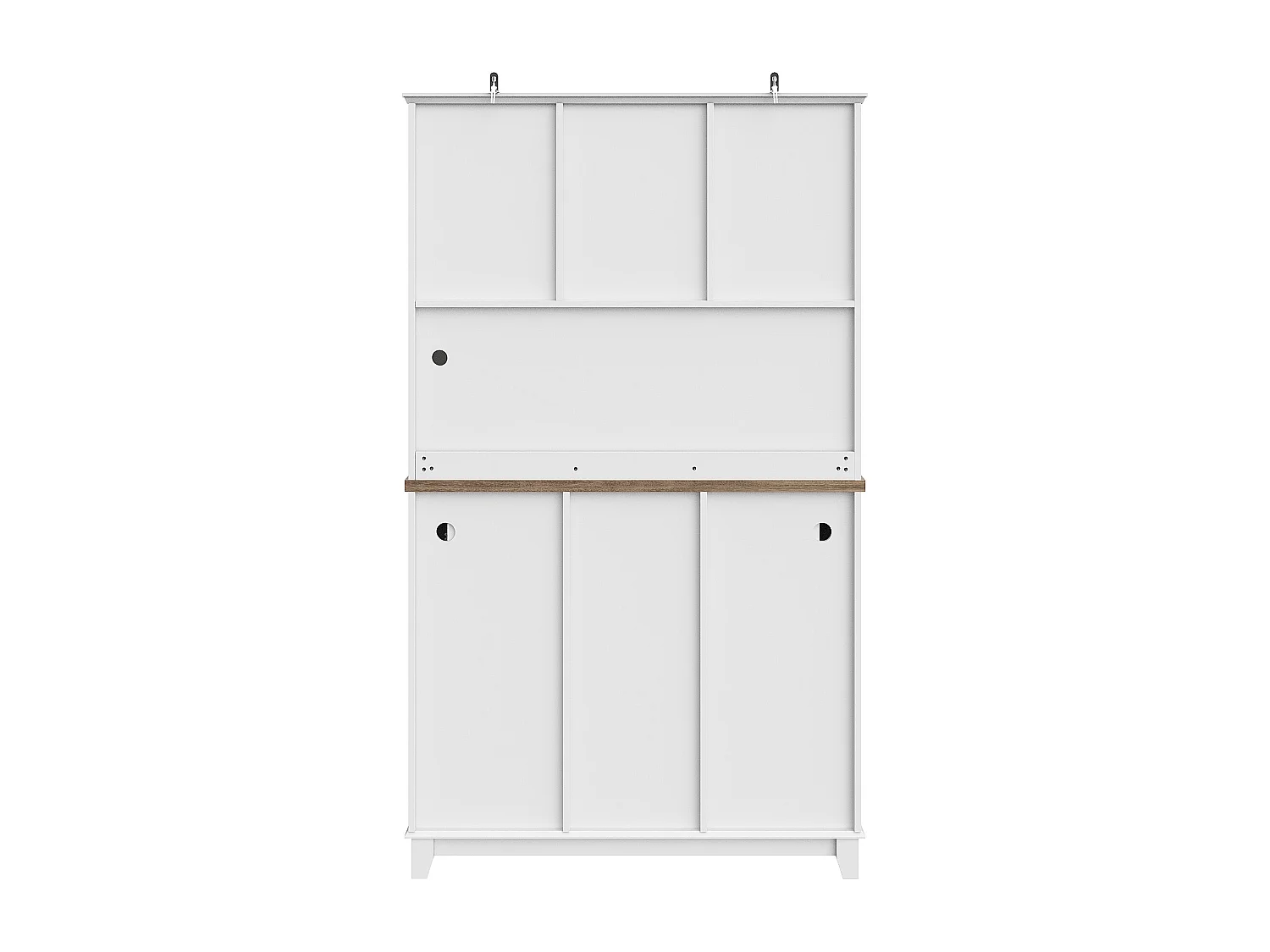 Vitrine、Buffet de cuisine avec LED - H 180cm - grand espace de rangement - Blanc & Naturel