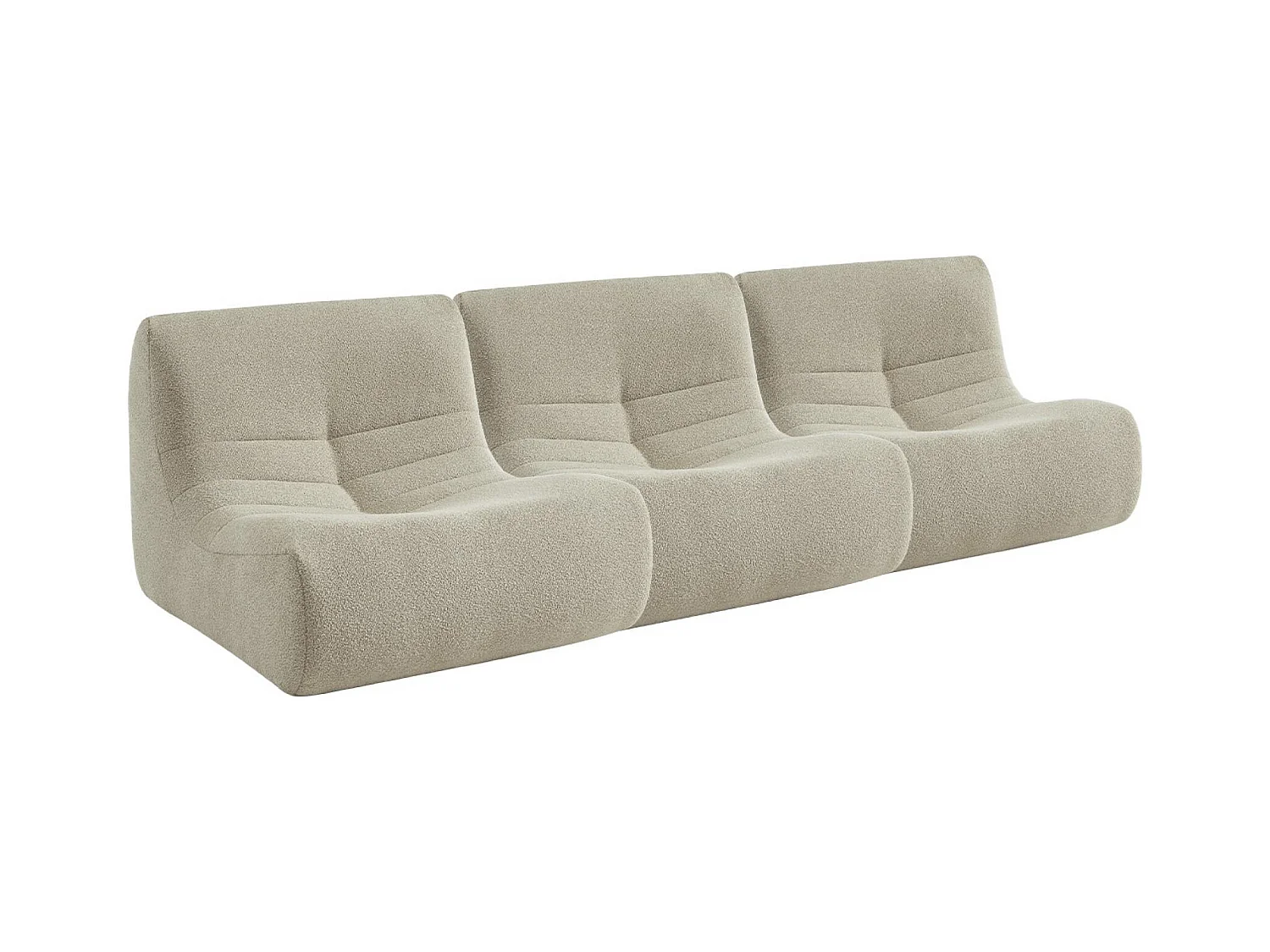 Lot de 3 fauteuils chauffeuses en bouclette texturée beige style contemporain 1 place