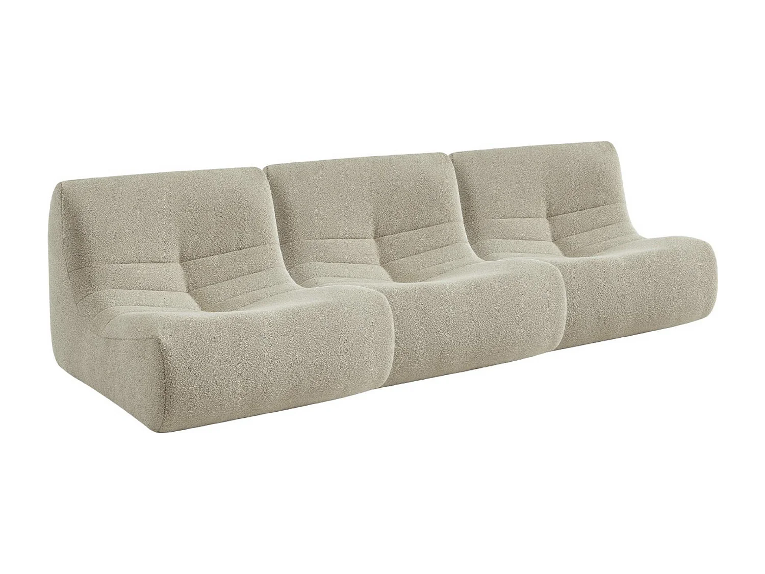 Lot de 3 fauteuils chauffeuses en bouclette texturée beige style contemporain 1 place