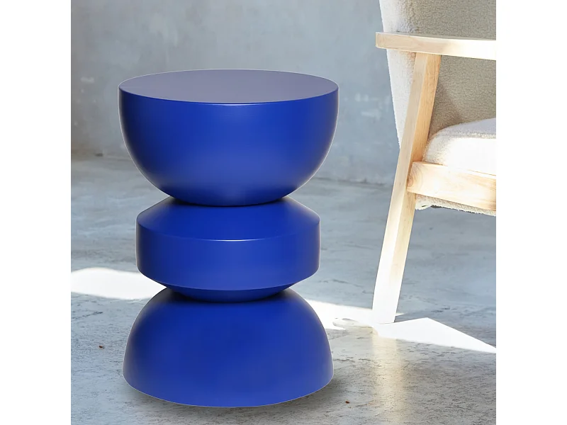 Tavolino, lato divano, comodino metallo, blu