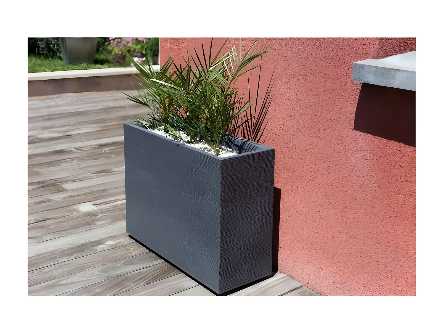 Jardinière rectangulaire Graphit - 78,5 x 29,5 x 60 cm - 46 L - Gris anthracite - Eda