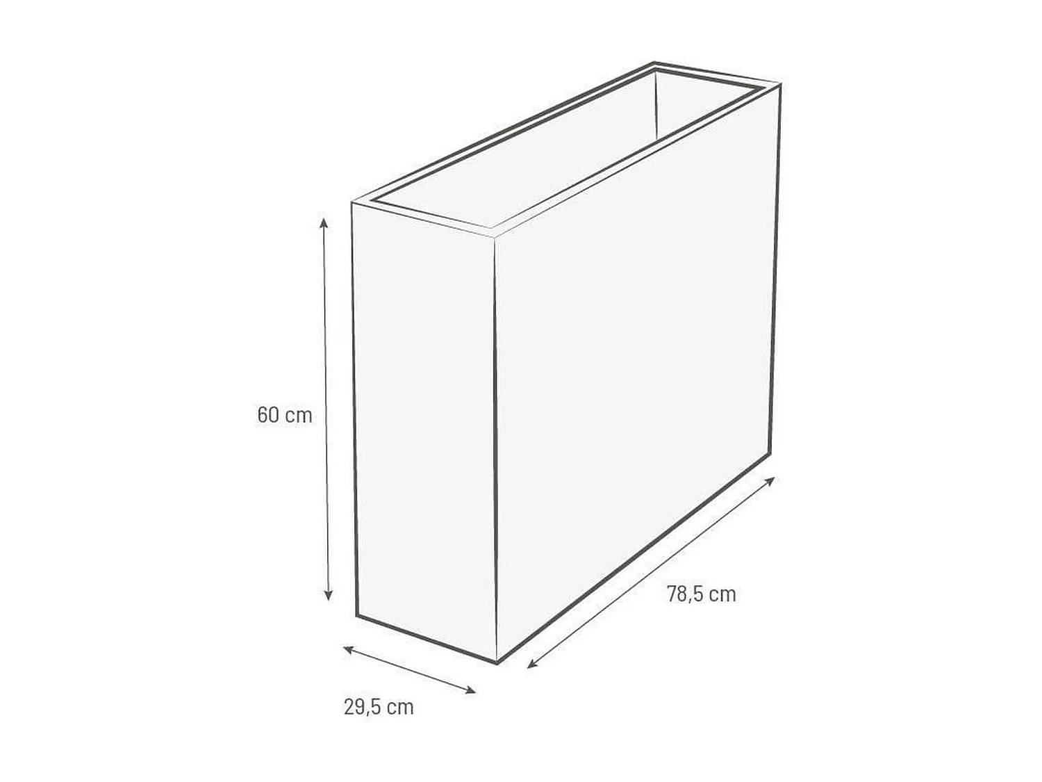 Jardinière rectangulaire Graphit - 78,5 x 29,5 x 60 cm - 46 L - Blanc cérusé - Eda