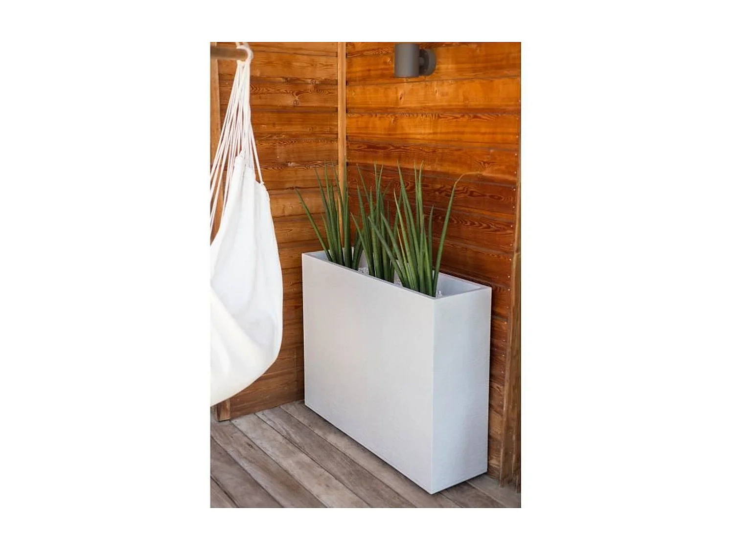 Jardinière rectangulaire Graphit - 78,5 x 29,5 x 60 cm - 46 L - Blanc cérusé - Eda
