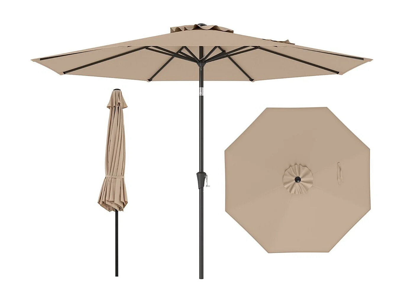 Garten Sonnenschirm Ampelschirm mit Kurbel 3 m-Braun