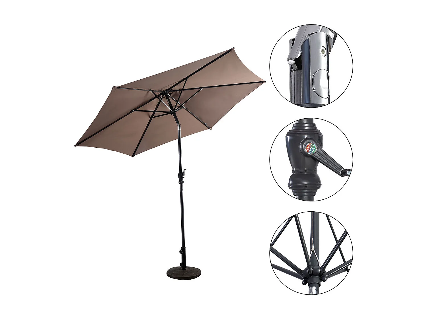 Garten Sonnenschirm Ampelschirm mit Kurbel 3 m-Braun