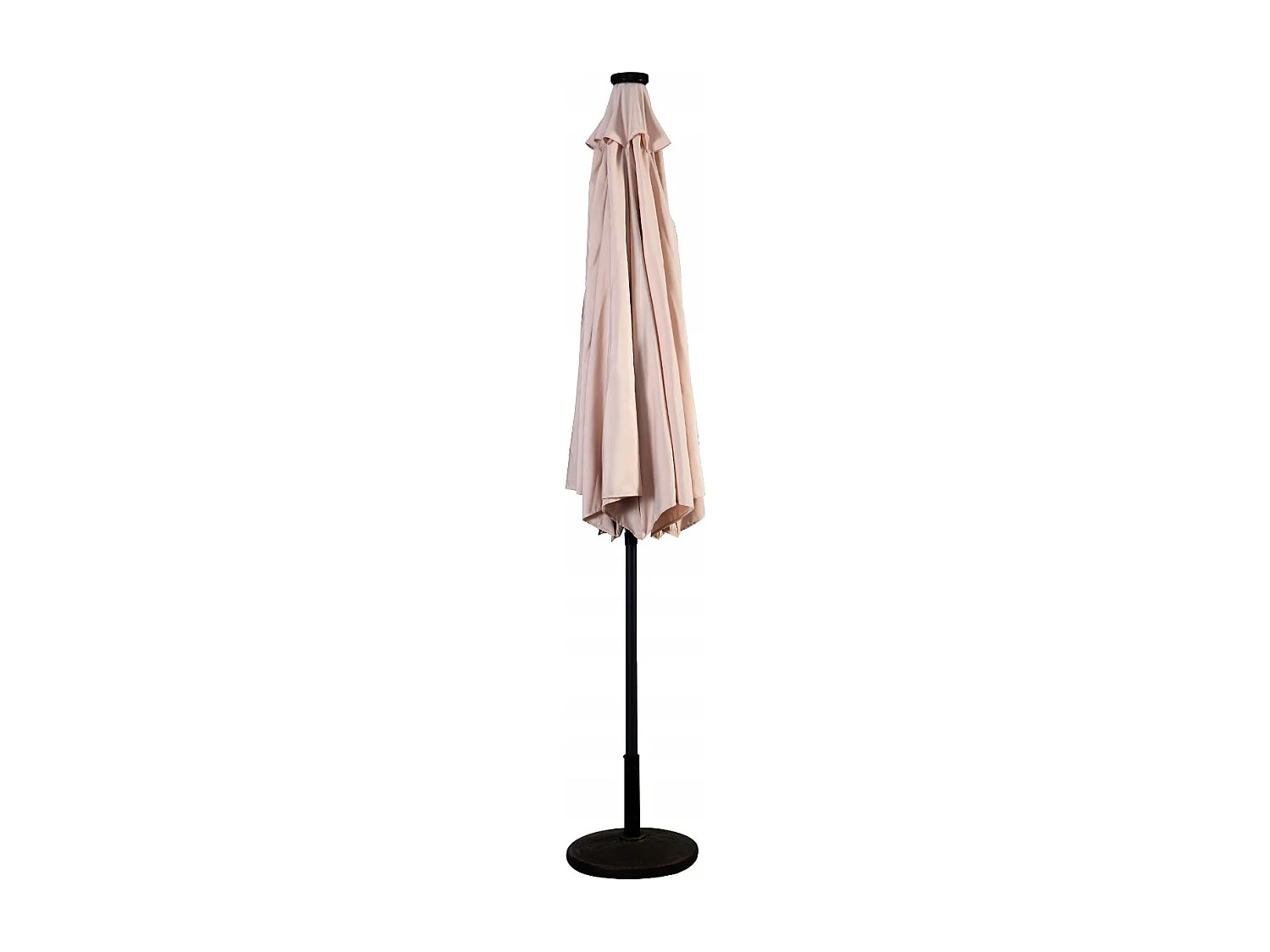 LED Beleuchtung Ampelschirm rund Sonnenschirm Solarbetrieben Gartenschirm Kurbel-beige-? 3M