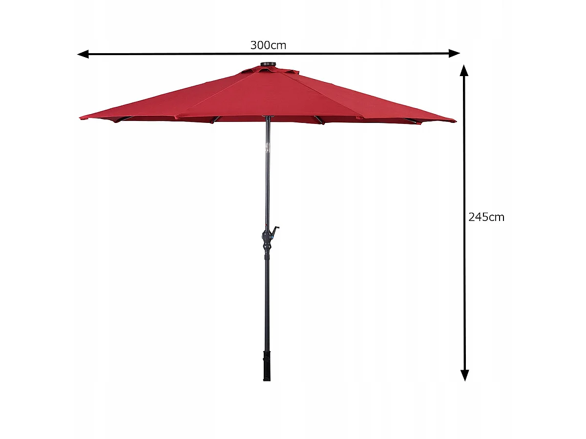 PARASOL DE JARDIN AVEC LED SOLAIRES, 300 CM