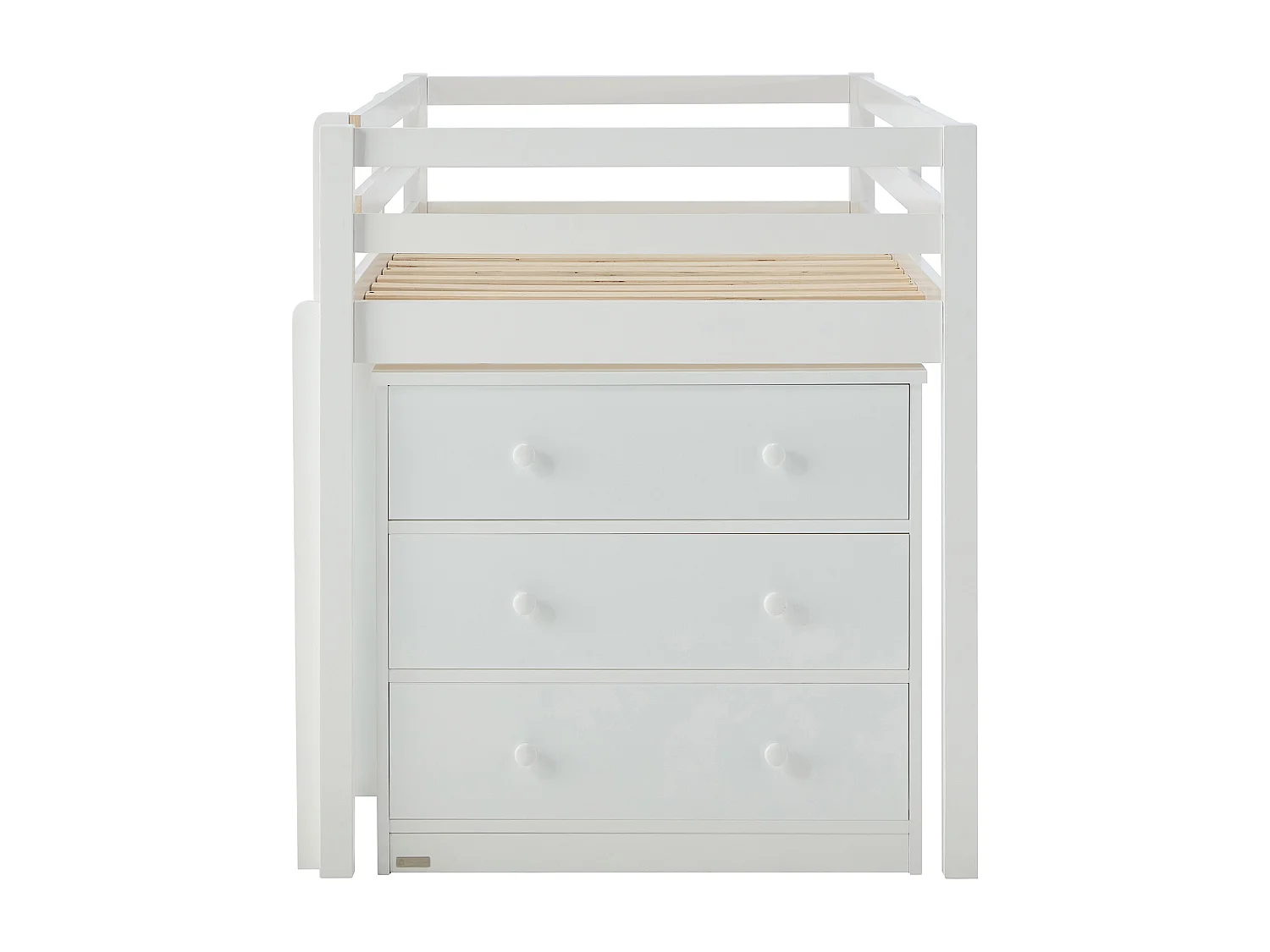 Lit combiné  90 x 190  cm avec rangements et bureau extensible - Pin et MDF - Blanc - ABRENO