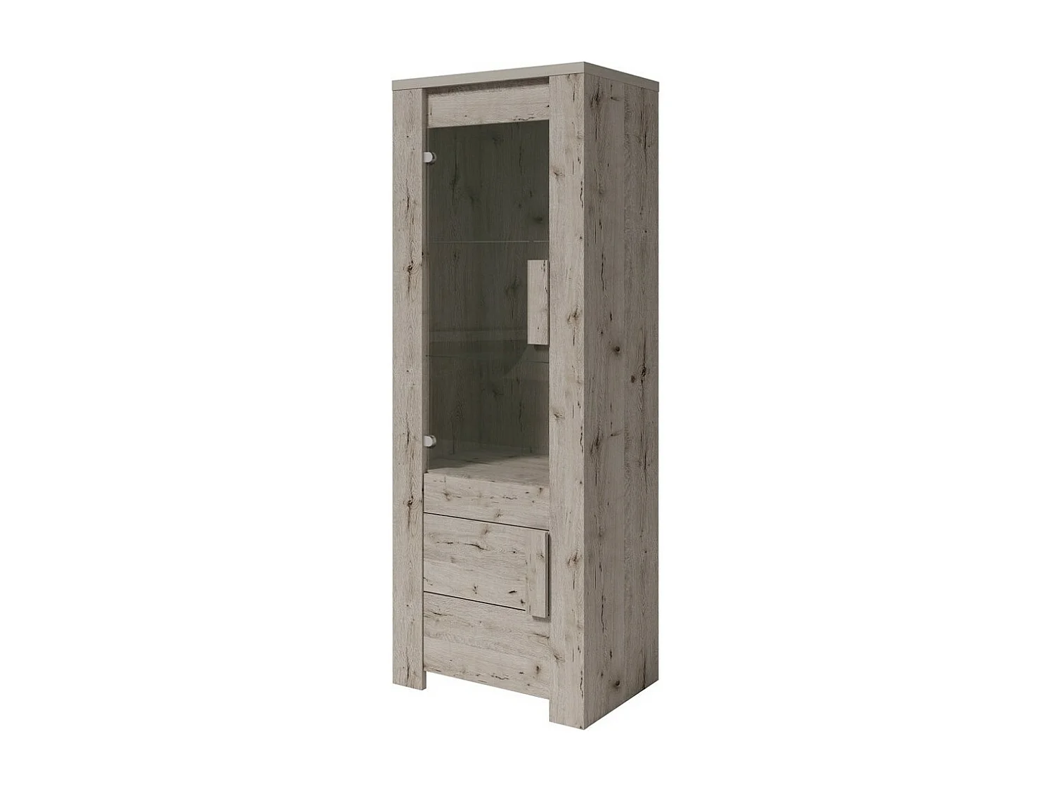 Petite vitrine LYON 2 portes - chêne wellington - 72 x 195 x 47 cm