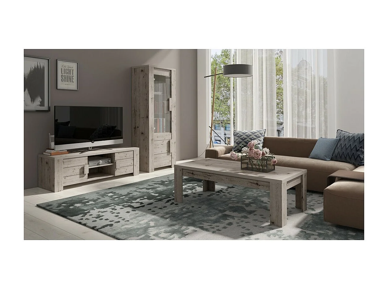 Petite vitrine LYON 2 portes - chêne wellington - 72 x 195 x 47 cm