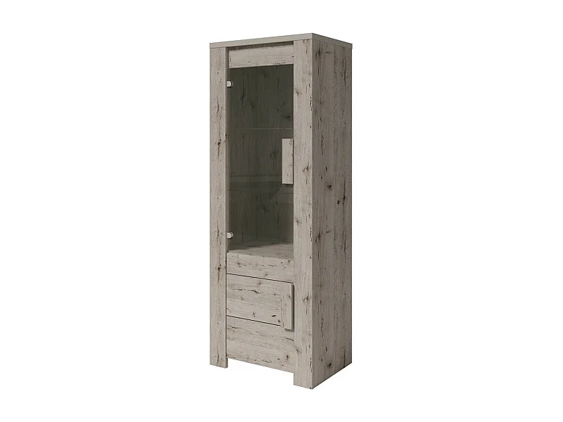 Petite vitrine LYON 2 portes - chêne wellington - 72 x 195 x 47 cm