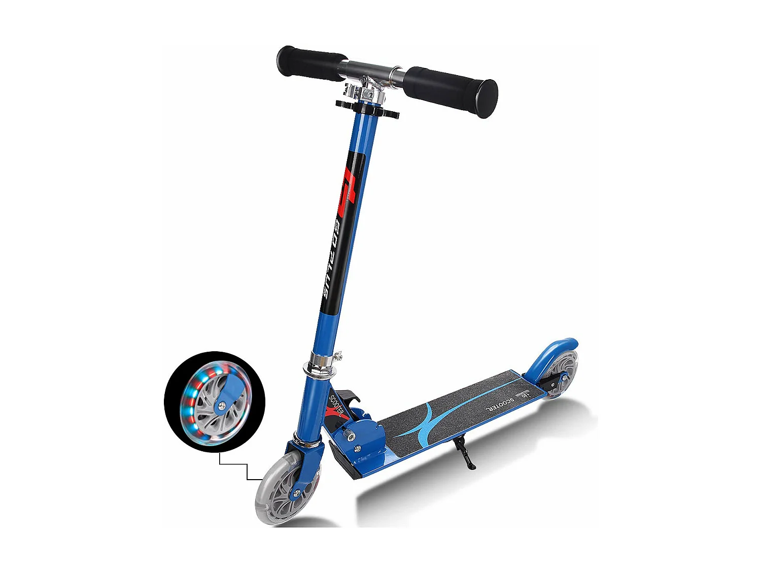 Scooter höhenverstellbar, Kinder Roller klappbar, Kickroller mit 2 blinkenden Räder, Tretroller, Kinderroller, Cityroller für Kinder ab 4 Jahre EB2769