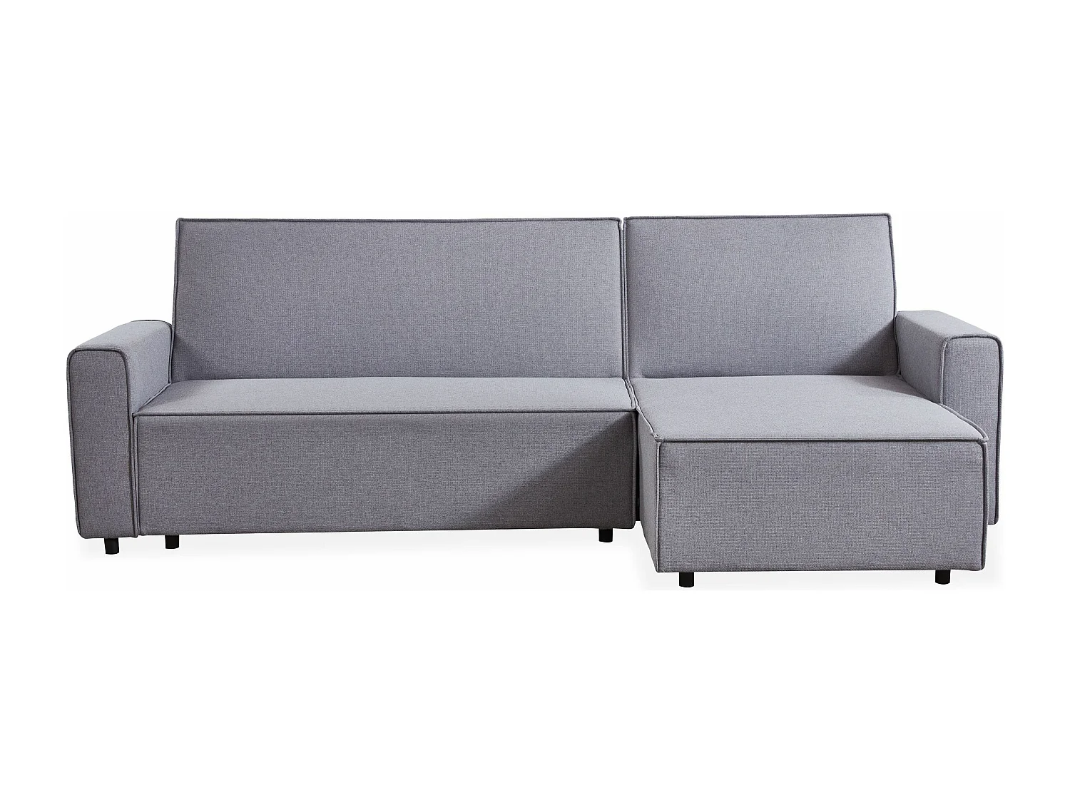 Ecksofa Passerel Stoff Leinen Hellgrau Modern und Bequem 3-Sitzer