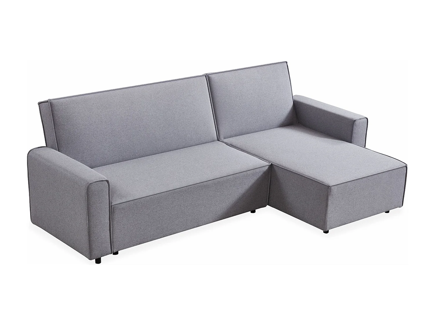 Canapé d'angle convertible Passerel Tissu effet Lin Gris clair