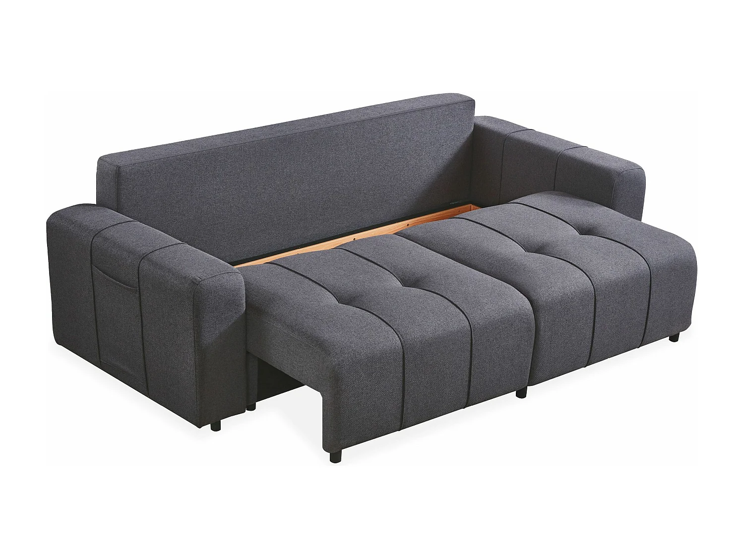 Sofá Cama Convertible 3 Plazas Gris Oscuro Efecto Lino Cloudy - Cómodo y Elegante