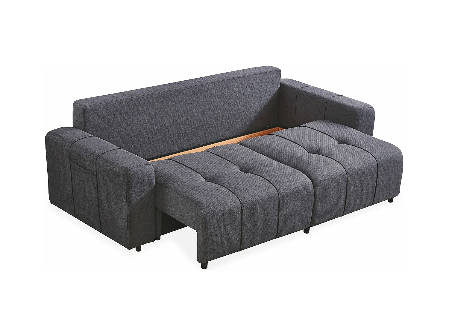 Schlafsofa 3-Sitzer Dunkelgrau Leinenoptik Cloudy - Bequem und Elegant