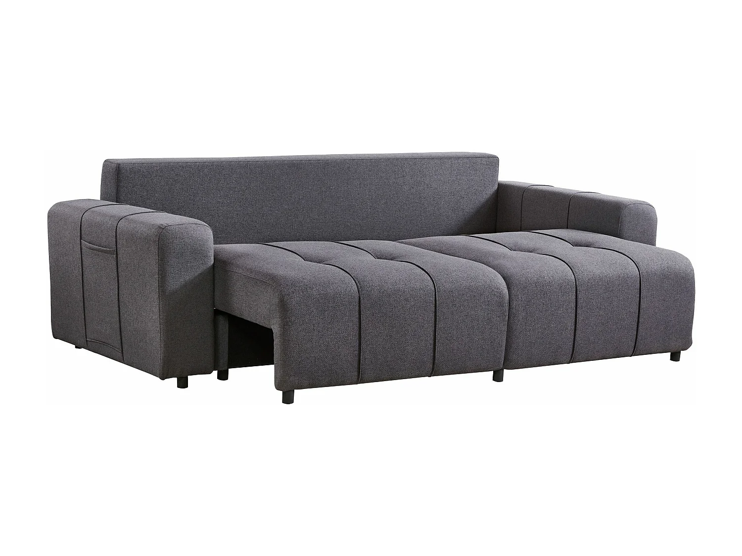 Canapé convertible 3 places Cloudy Tissu effet lin Gris foncé