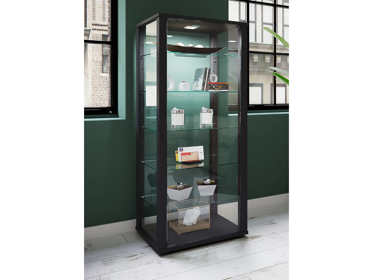 Holz Glas Stand Vitrine Sammelvitrine Kavisa L