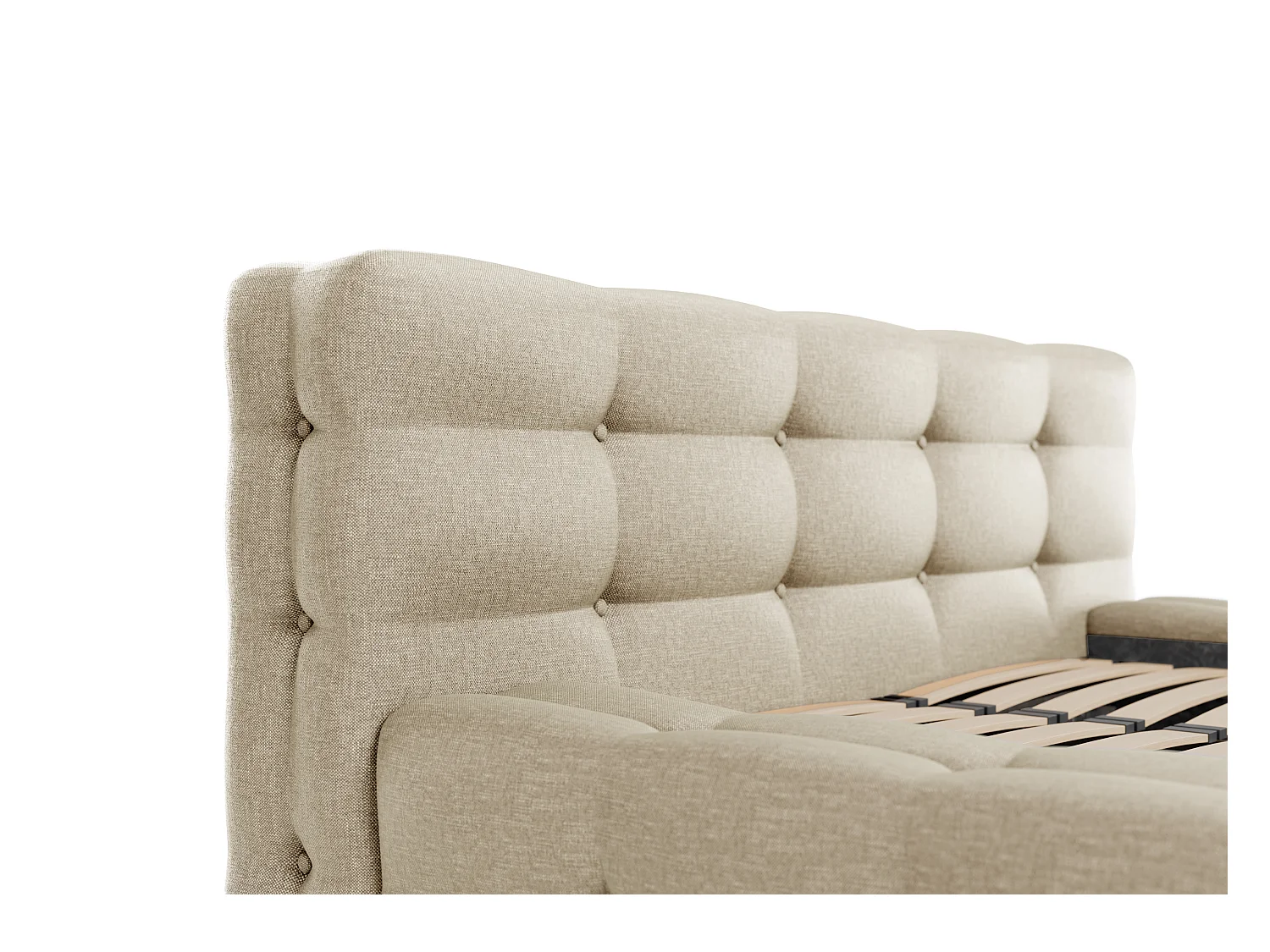 Canapé abatible capitoné 140 x 190 cm - Tela chiné - Beige - LERUCO de Pascal Morabito