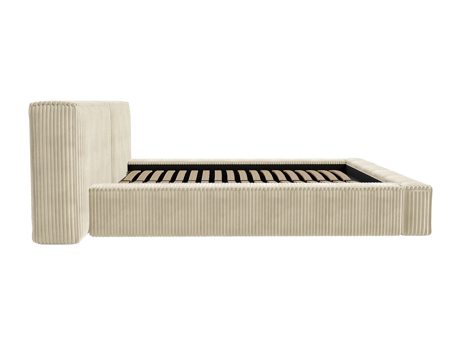 Canapé abatible 180 x 200 cm - Pana gruesa - Beige + Colchón - TIMANO de Pascal Morabito