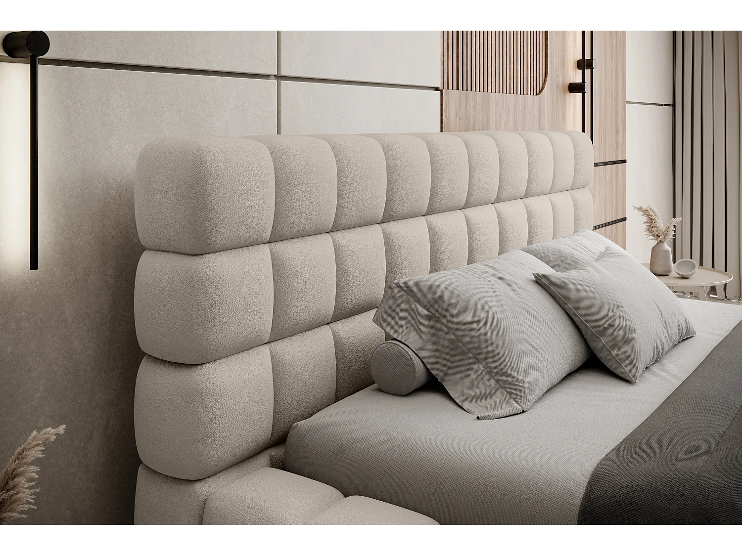 Bett Dario L (180x200)/Stoffbezug/inklusive Matratze/Beige