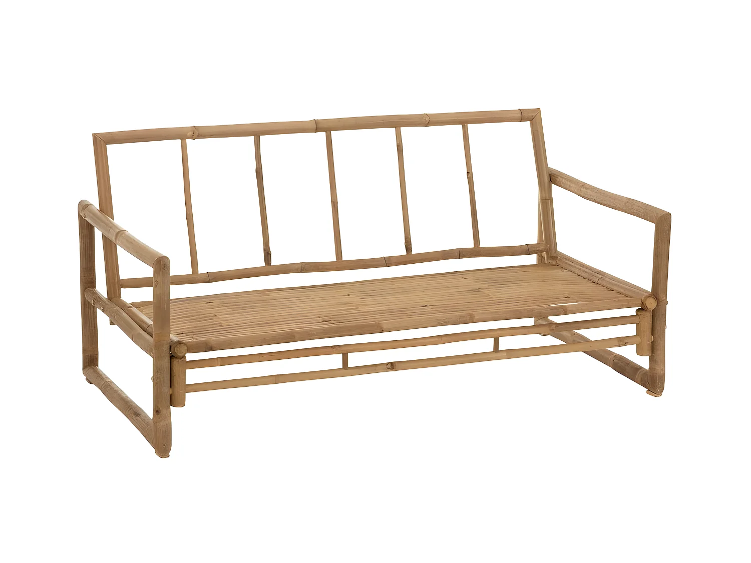 2-zitsbank witte stof en licht bamboe Nabila L 150 cm