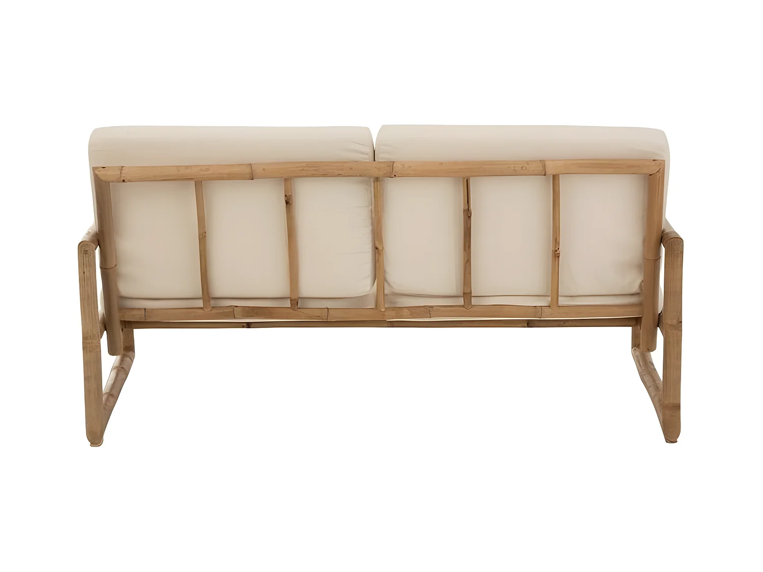 2-zitsbank witte stof en licht bamboe Nabila L 150 cm