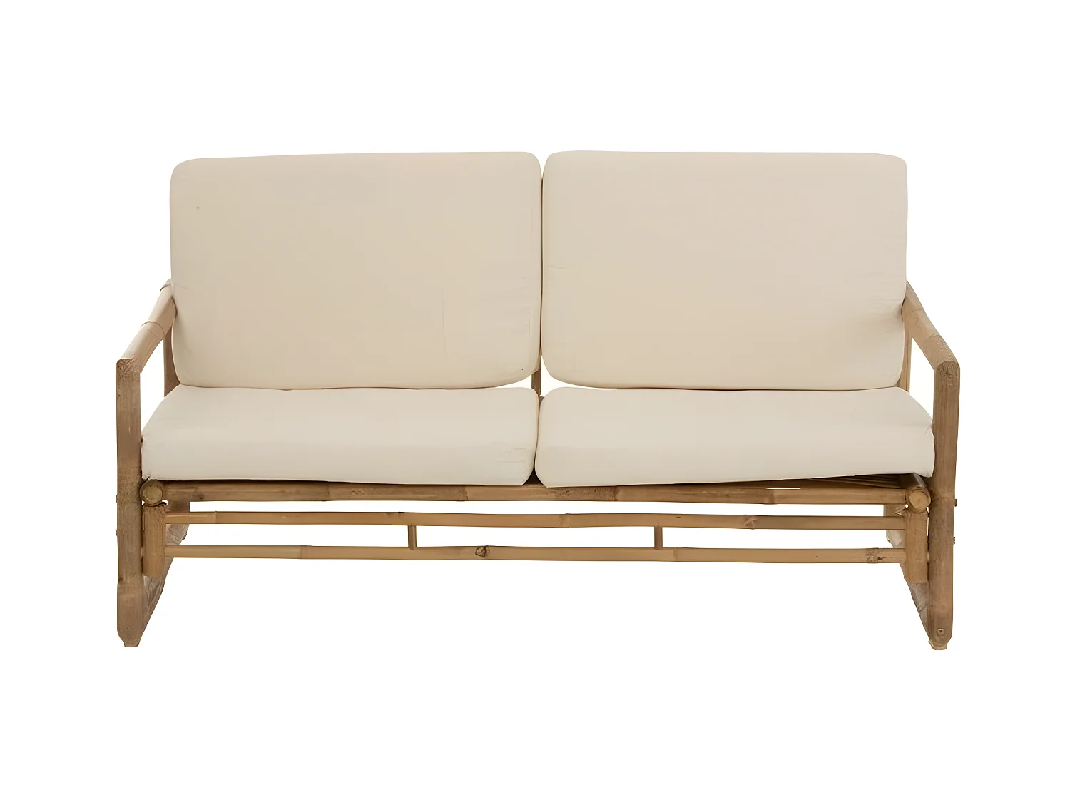 2-zitsbank witte stof en licht bamboe Nabila L 150 cm