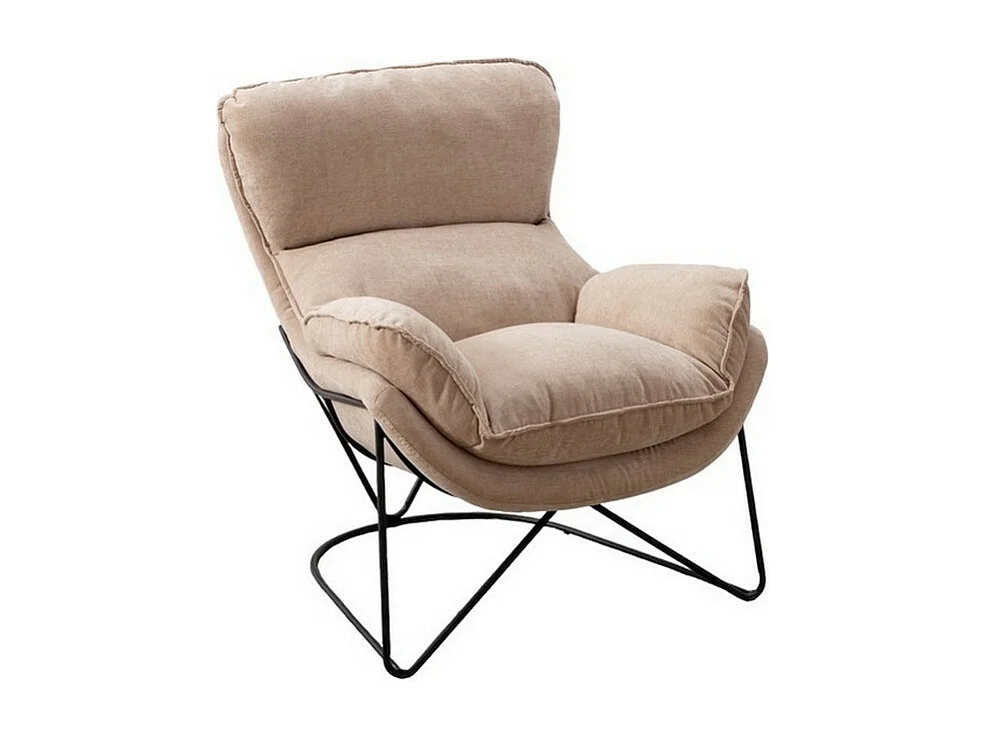 EASY - Fauteuil en velours beige clair