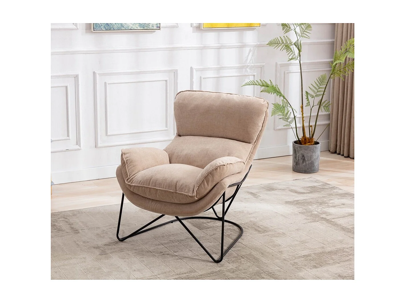 EASY - Fauteuil en velours beige clair